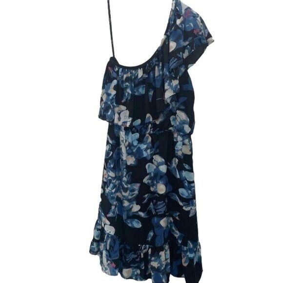 ALI & JAY Blue Floral One Shoulder Dress Sz M - Picture 4 of 8